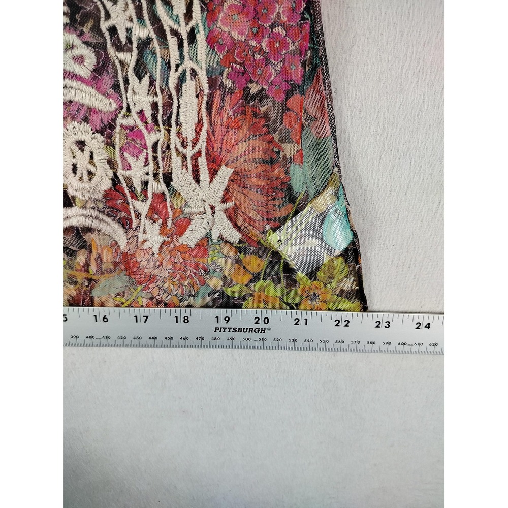 Biya Johnny Was Blouse Womens Medium Multicolor Sheer Embroidered Floral Boho - Picture 11 of 11